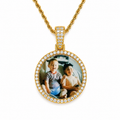 Diamond Circle Photo Pendant