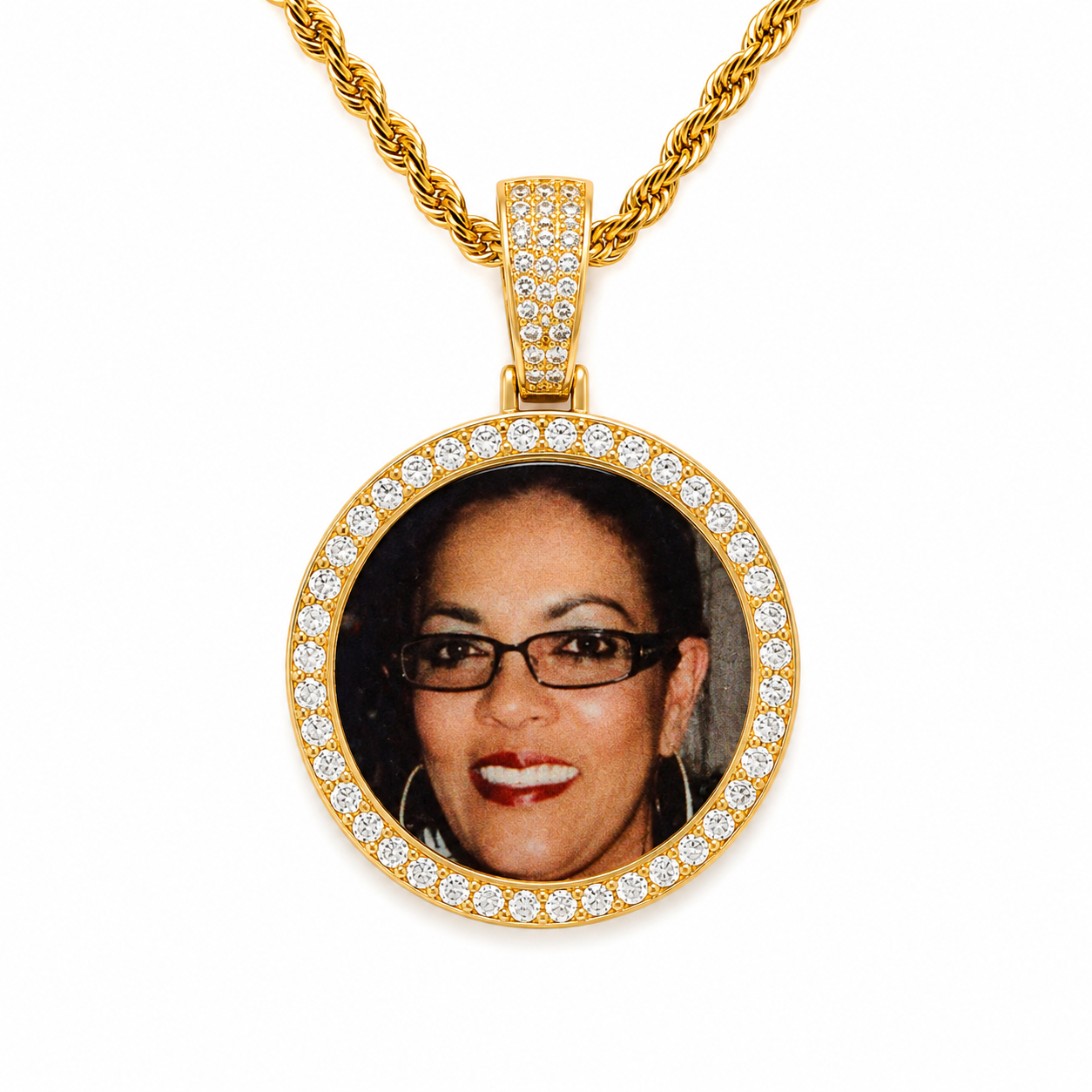 Diamond Circle Photo Pendant