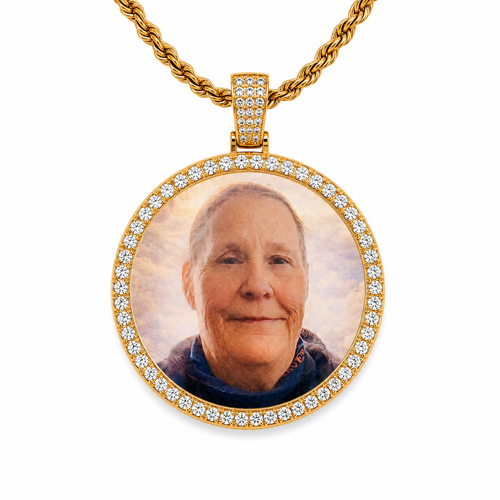 Diamond Large Circle Photo Pendant