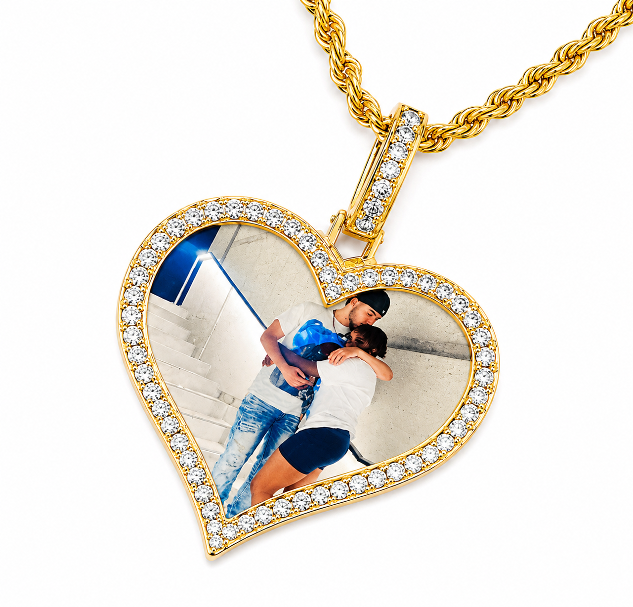 Diamond Heart Photo Pendant