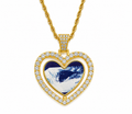 Double-Sided Diamond Heart Photo Pendant