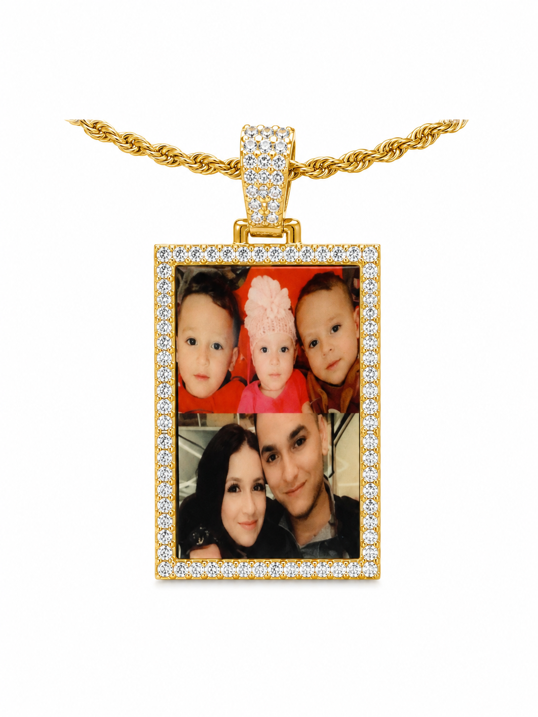 Diamond Rectangle Photo Pendant