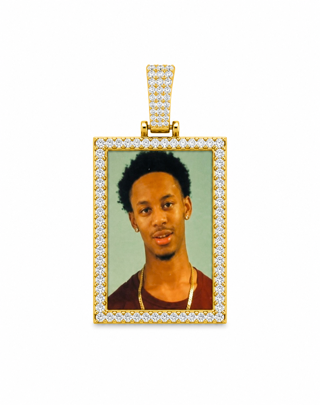 Diamond Rectangle Photo Pendant