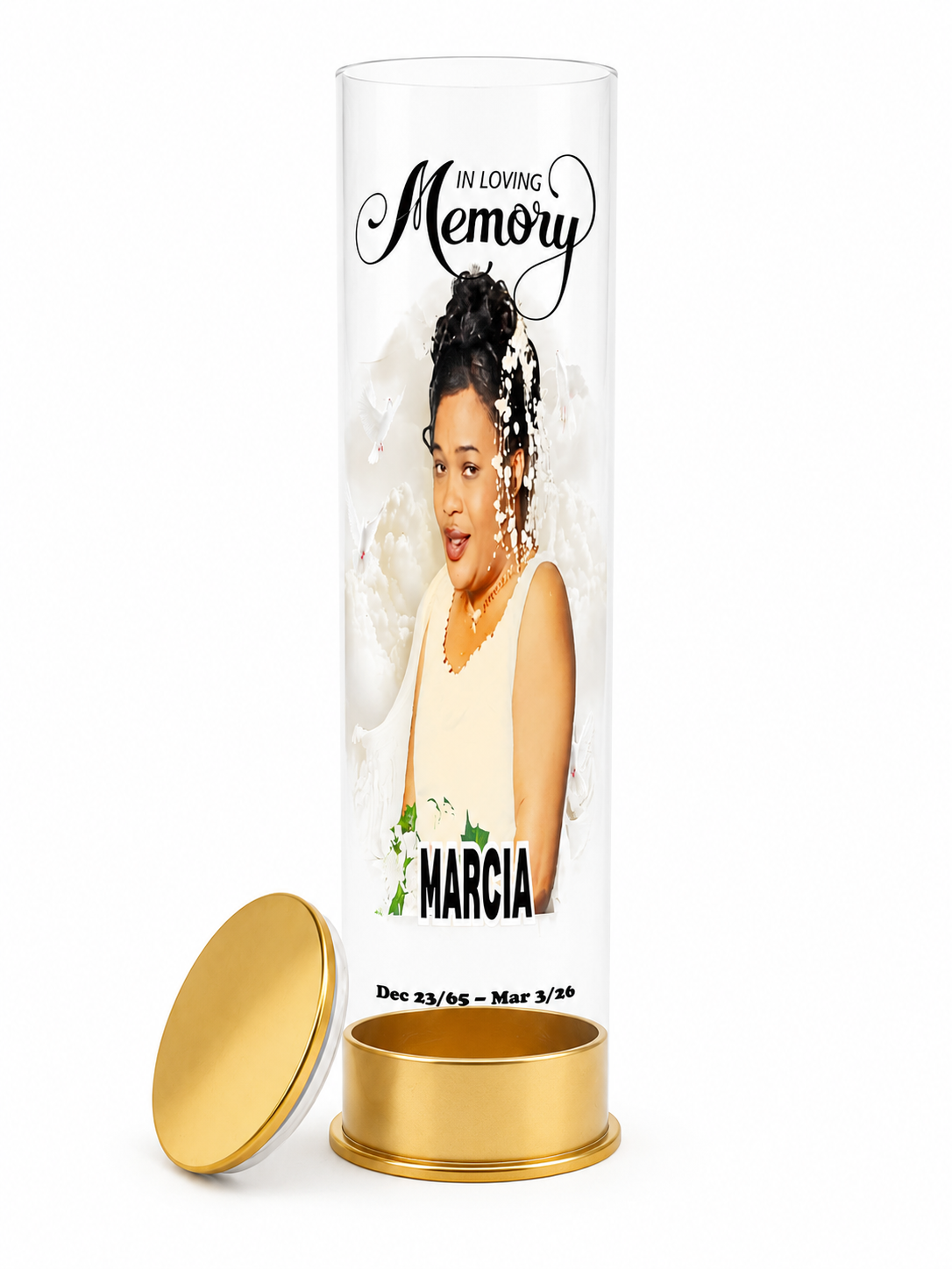 Memorial Candle with Gold Holder