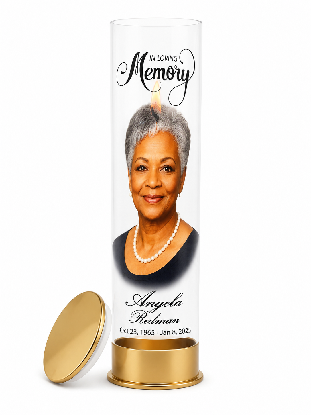 Memorial Candle with Gold Holder